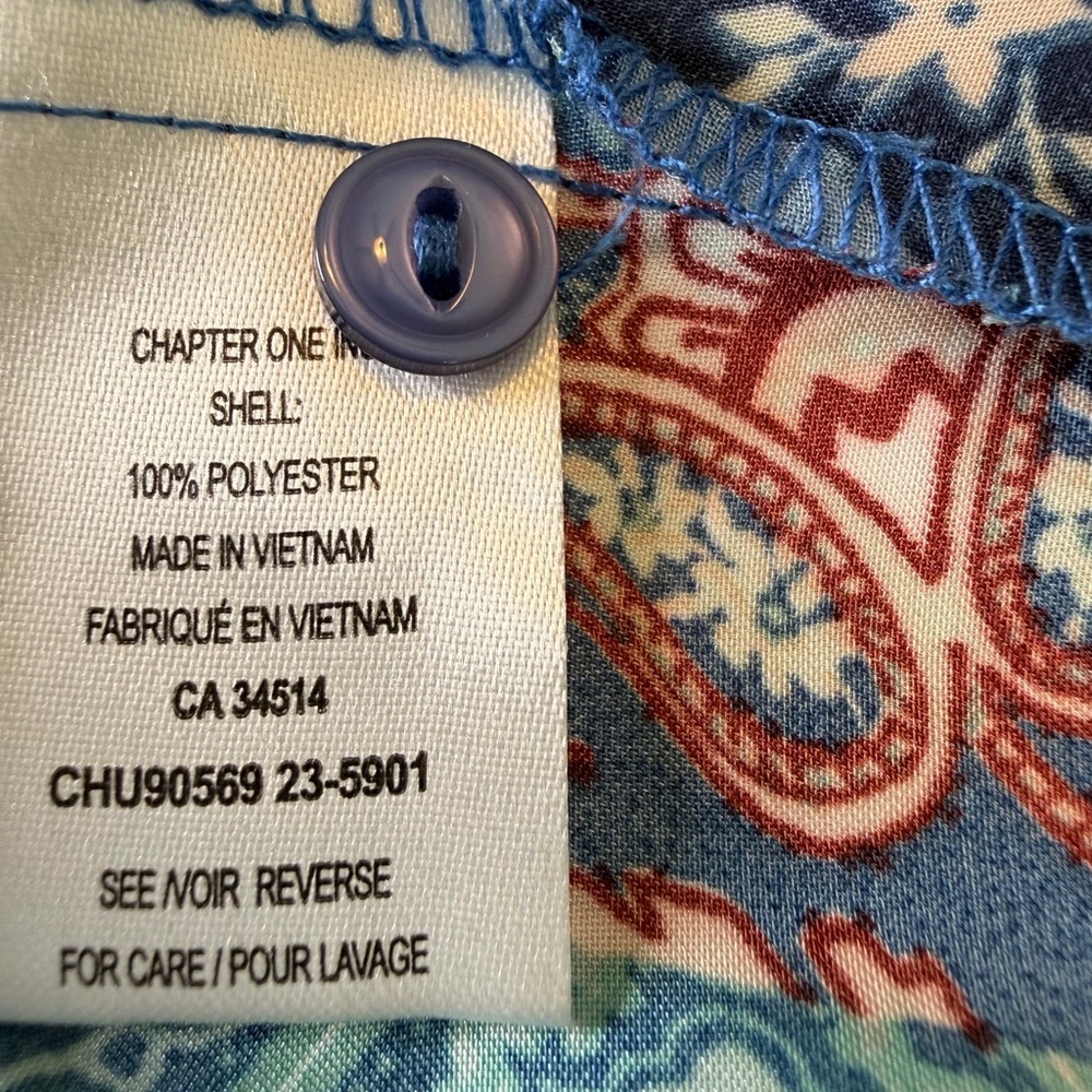 Patchwork Paisley Geometric Satin Button Up Shirt… - image 4